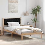 vidaXL Bedframe met hoofdeinde Zwart 100 x 200 cm Massief, Verzenden, Nieuw