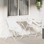 vidaXL Tuin Bistro Set 3 pcs Wit Staal, Verzenden