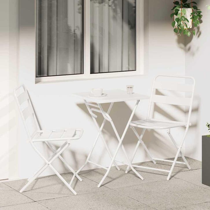 vidaXL Tuin Bistro Set 3 pcs Wit Staal, Jardin & Terrasse, Ensembles de jardin, Envoi