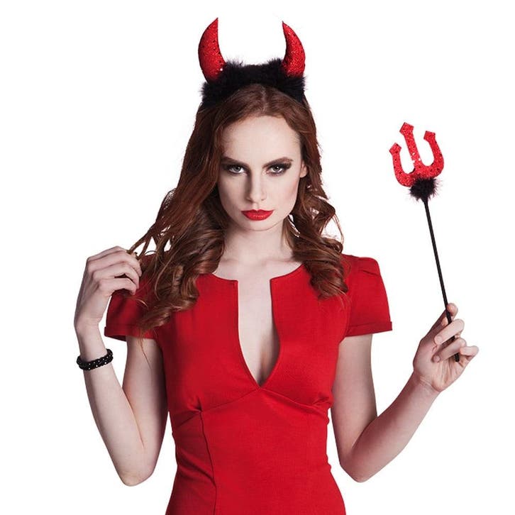 Halloween Duivel Set Rood Zwart 2 delig, Hobby en Vrije tijd, Feestartikelen, Nieuw, Verzenden