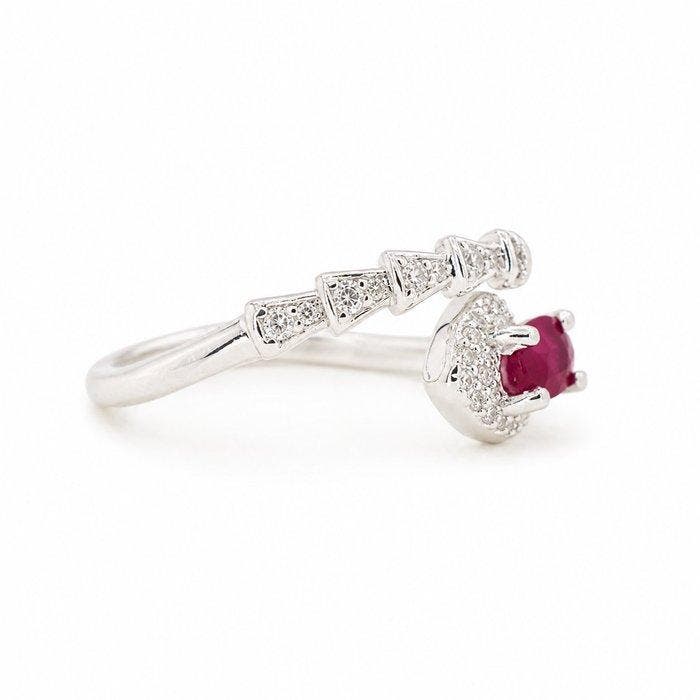 Zonder minimumprijs - Ring Verguld Robijn - Topaas - 18k, Handtassen en Accessoires, Ringen
