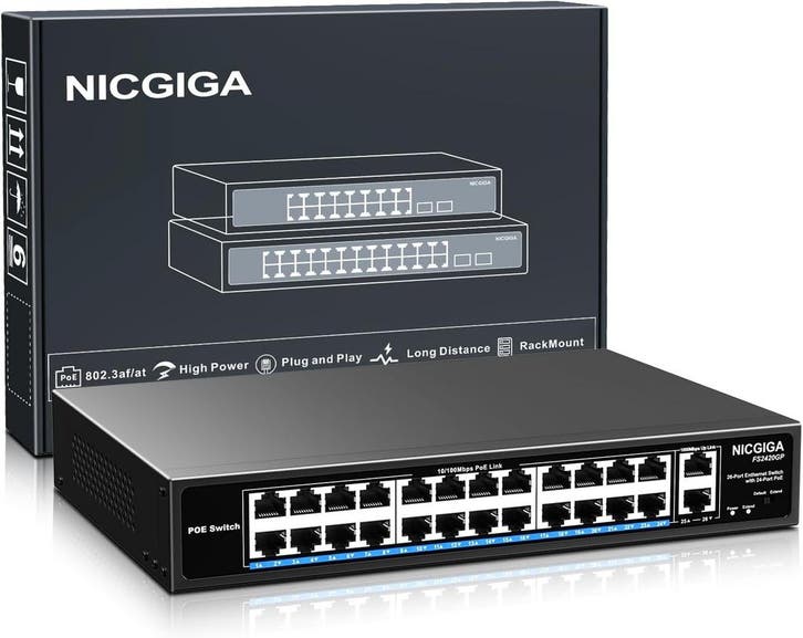 PoE-switch 24-poorts 400W | Tweede kansje | OP = OP, Computers en Software, Netwerk switches, Zo goed als nieuw, Verzenden