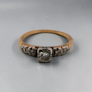 Zonder minimumprijs - Ring - 14 karaat Geel goud - 0.44ct., Handtassen en Accessoires, Ringen, Nieuw