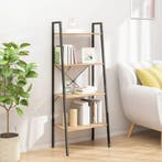 vidaXL Ladderrek met 4 schappen 56x35x140 cm lichtbruin en, Verzenden
