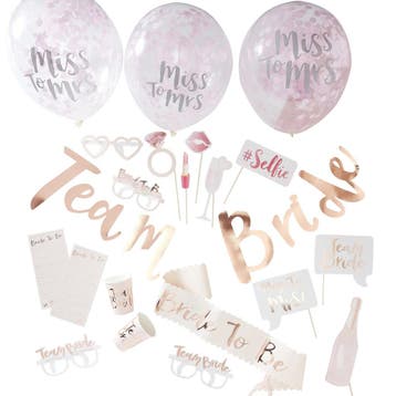 Bruiloft Decoratie Set Team Bride 8 delig, Hobby en Vrije tijd, Feestartikelen, Verzenden, Nieuw
