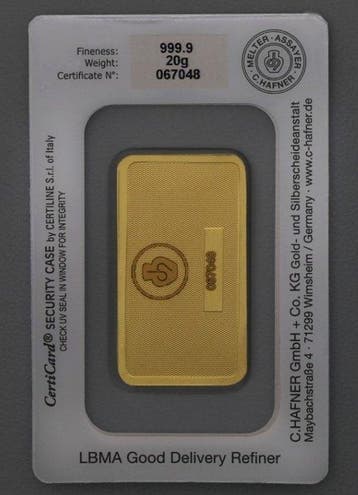 20 grammes - Or .999 - C. Hafner - Scellé