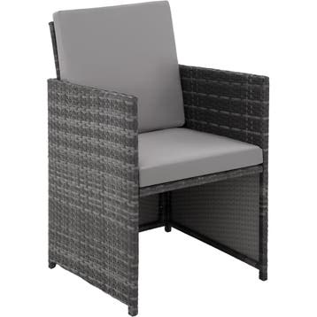 Wicker zitgroep Malaga 6+4+1 met beschermhoes - grijs, Tuin en Terras, Verzenden, Nieuw