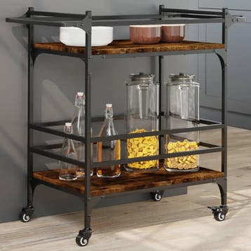 vidaXL Keukentrolley 82x40x78,5 cm bewerkt hout gerookt, Verzenden