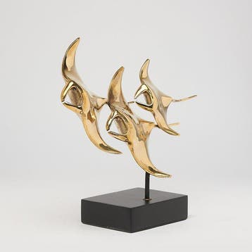 Sculpture, Bronze sculpture of a Manta Ray family - 23 cm -