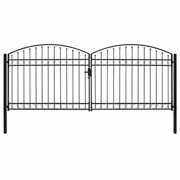 vidaXL Poort met gebogen bovenkant dubbel 400x175 cm staal, Verzenden, Nieuw