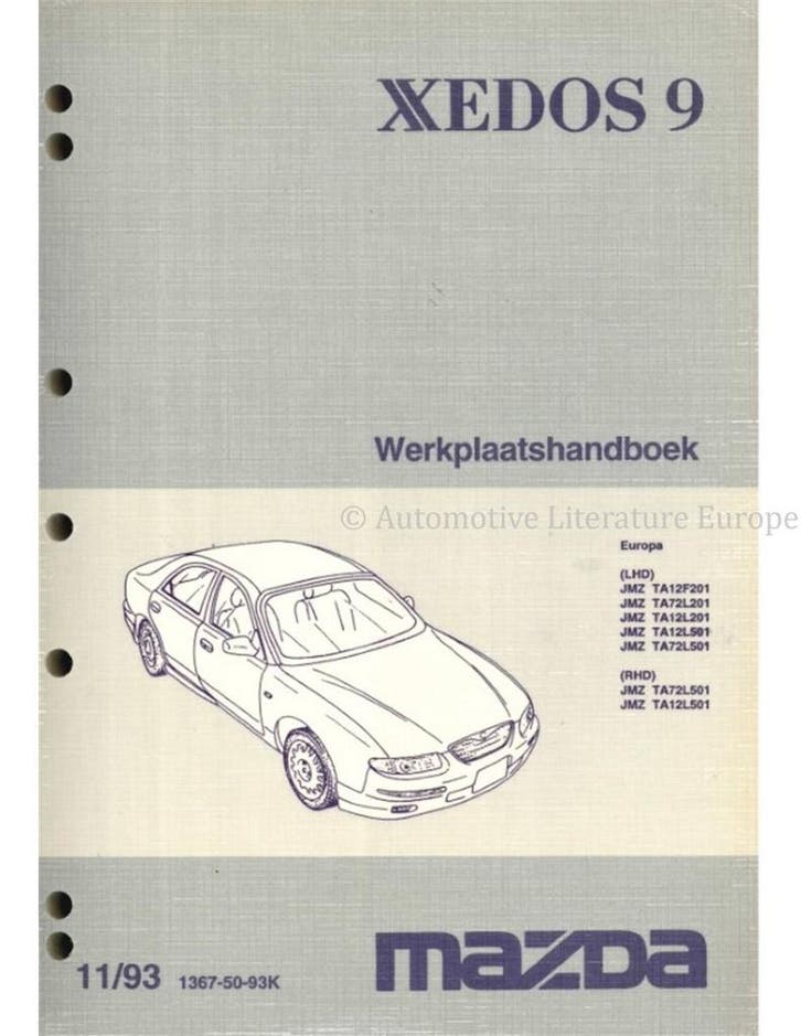 1994 MAZDA XEDOS 9 WERKPLAATSHANDBOEK (SUPPLEMENT) ENGELS, Autos : Divers, Modes d'emploi & Notices d'utilisation