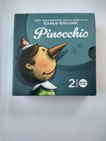 Italië. 2 Euro 2026 Pinocchio Reverse Proof (Zonder