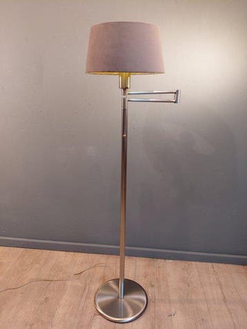 Staande lamp - Roestvrijstaal - Zwenkarm - Trekkoord