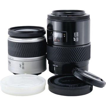 Minolta AF Zoom 100-200mm F4.5 + AF Zoom 28-80mm F3.5-5.6, Nieuw