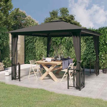 vidaXL Prieel met zijwanden en dubbel dak 3x3 m, Verzenden