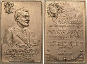 Bronzeplakette 1904 Reuss-persoenlichkeiten Fischer, Juli..., Verzenden, België