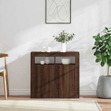 vidaXL Dressoir met LED-verlichting 80x35x75 cm bruin eiken, Verzenden, Nieuw