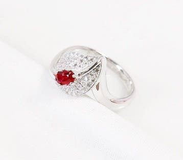 Bague Platine - 0.47ct. tw. Rubis - Diamant - Rubis non, Handtassen en Accessoires, Nieuw