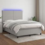 vidaXL Boxspring met matras en LED stof lichtgrijs 140x200, Verzenden, Nieuw