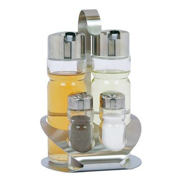 Menage | 4-delig | RVS/Glas | 190(h)mm EMGA, Verzenden