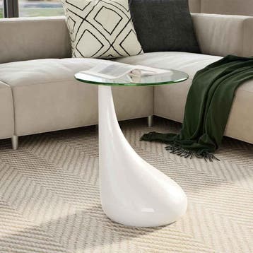 vidaXL Salontafel met rond glazen tafelblad hoogglans wit, Verzenden