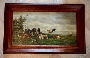 Ary Cornelis Kooper (1855 - 1921 ) - Sfeervol landschap met