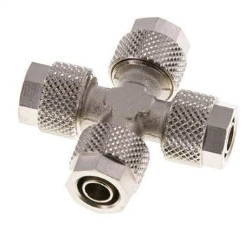 Raccord croisé 8x6 en laiton nickelé à emboîtement, Verzenden