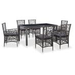vidaXL 7-delige Tuinset poly rattan grijs, Verzenden, Nieuw, Tuinset