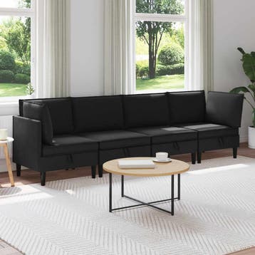 vidaXL Woonkamer Meubelset 4 st Zwart Stof, Verzenden, Nieuw