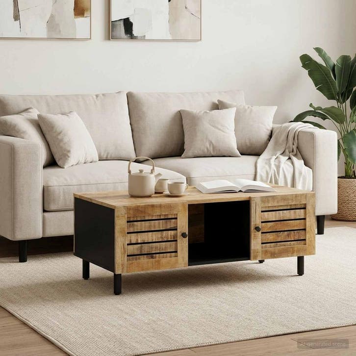 vidaXL Salontafel Naturel 100 x 54 x 40 cm Massief Mango, Huis en Inrichting, Tafels | Salontafels, Nieuw, Verzenden