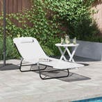 vidaXL Opvouwbare zonnebed Crème 182 x 55 x 85,5 cm, Tuin en Terras, Verzenden, Nieuw