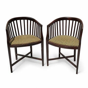 Barrel-back chairs - Fauteuil - Bois, Textile - Fauteuils du