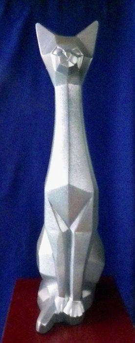 Sculpture, Grand Chat Contemporain - 62 cm - 62 cm - Résine