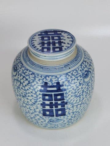 Pot - Porselein - double lucky lidded pot, Antiek en Kunst