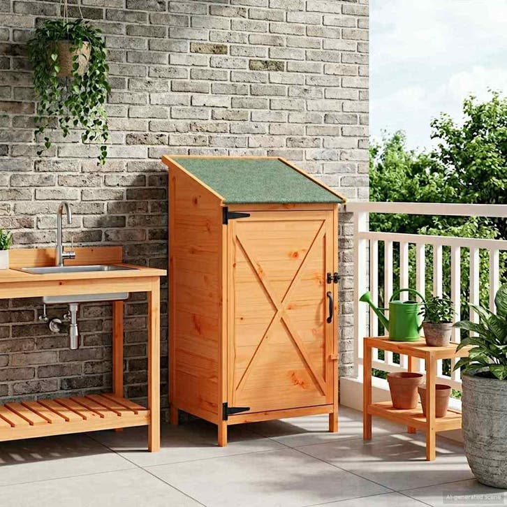 vidaXL Tuin Shed met dak Bruin 59,5 x 56 x 113,5 cm Massief, Jardin & Terrasse, Abris de jardin, Envoi