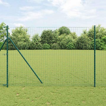 vidaXL Hekpaal 12 st Groen Poedercoated staal, Verzenden, Nieuw