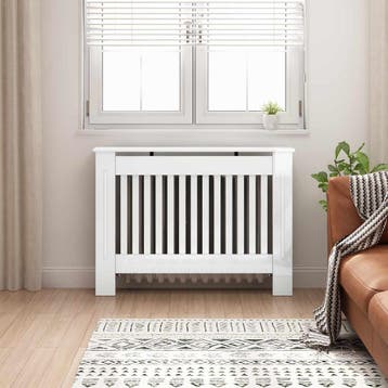 vidaXL Radiator Cover Hoogglans Wit 112 x 19 x 81,5 cm, Verzenden