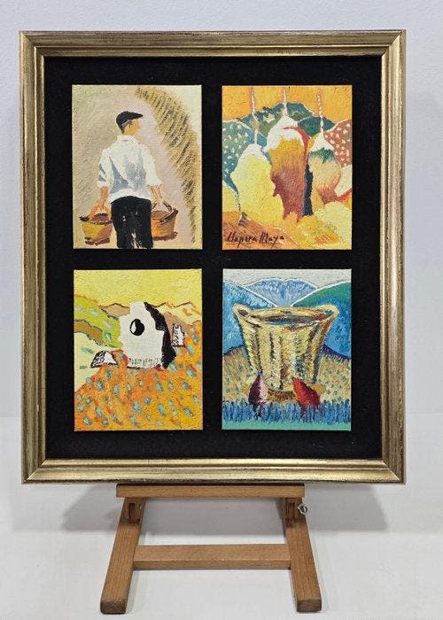 Joan Clapera Mayà (1929-2018) - Cuatro escenas poéticas, Antiek en Kunst, Kunst | Schilderijen | Modern