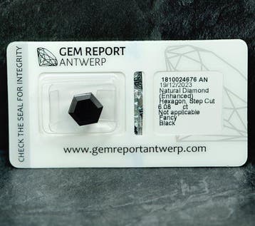 1 pcs Diamant (Traitement de couleur) - 6.08 ct - Fancy Noir, Nieuw