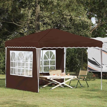 vidaXL Pop-up Feesttent 288 x 288 x 245 cm Bruin Oxford Stof, Verzenden, Nieuw