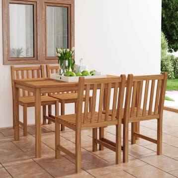 vidaXL 5-delige tuinset 140x80 cm massief teakhout, Verzenden, Nieuw, Tuinset