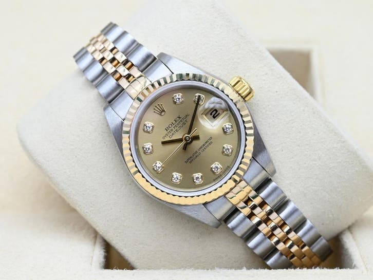 Rolex Lady-Datejust Ref. 79173 Year 2002 (Box & Papers), Handtassen en Accessoires, Horloges | Dames, Goud, Zo goed als nieuw