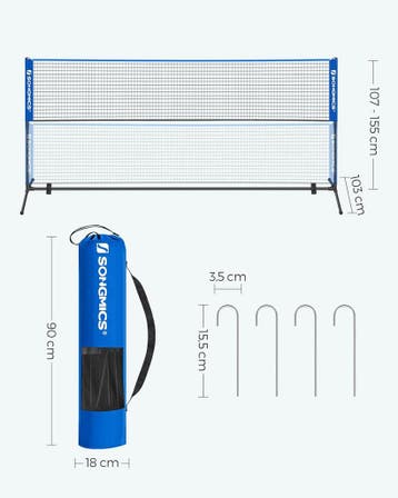 Badmintonnet met standaard - lengte 300 cm - hoogte, Verzenden, Nieuw
