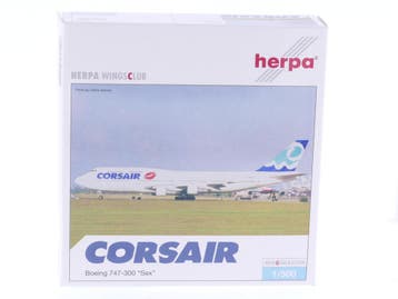 Schaal 1:500 Herpa 504140 Corsair Boeing 747-300 Sex Re..., Ophalen of Verzenden, Zo goed als nieuw