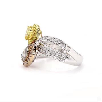 Bague de cocktail - 18 carats Or blanc - 1.83ct. tw. Jaune