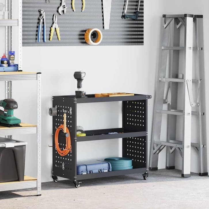 vidaXL Gereedschapswagen Antraciet 75 x 35 x 73 cm, Doe-het-zelf en Bouw, Gereedschapskisten, Nieuw, Verzenden