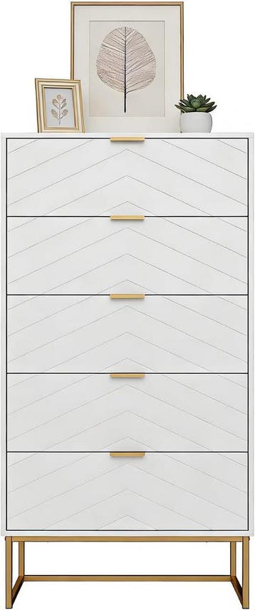 Commode - Dressoir - Ladekast - 60x34x110 cm - Wit - UEV, Huis en Inrichting, Verzenden, Nieuw