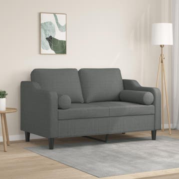 vidaXL Tweezitsbank met sierkussens 120 cm stof donkergrijs, Verzenden, Nieuw