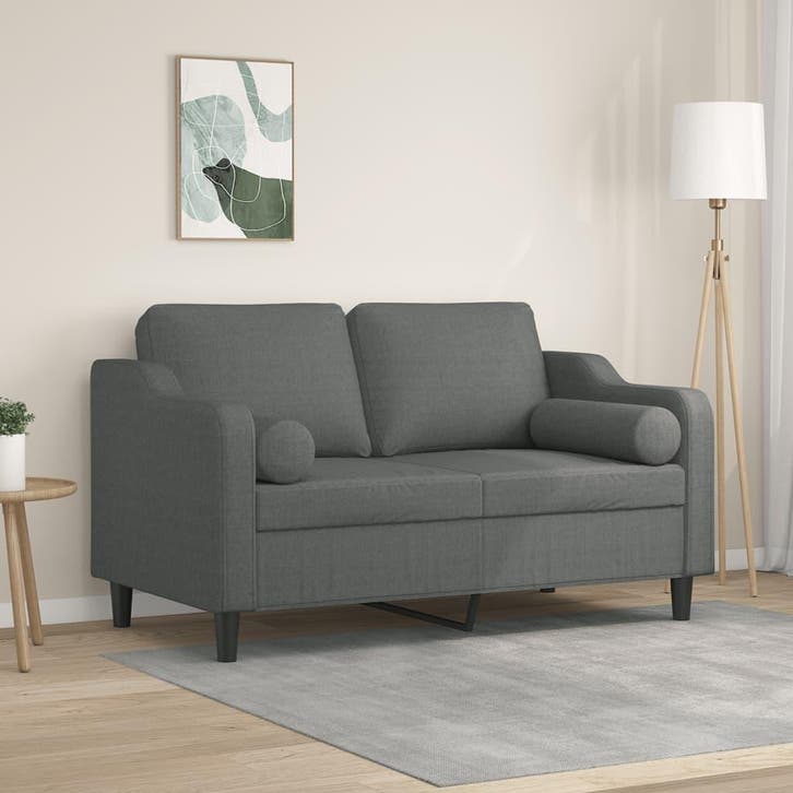 vidaXL Tweezitsbank met sierkussens 120 cm stof donkergrijs, Huis en Inrichting, Zetels | Zetels, Nieuw, Verzenden