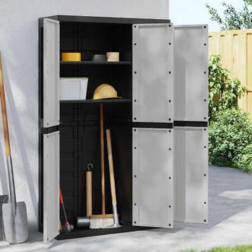 vidaXL Tuinkast 97x37x165 cm polypropeen grijs en zwart, Verzenden